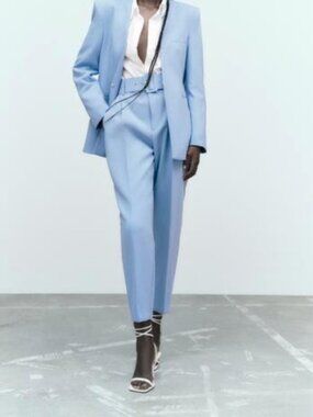 NWOT Zara Small Belted Light Blue Pants